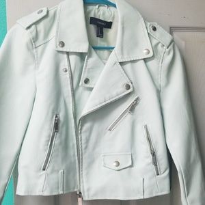 Seafoam green leather jacket